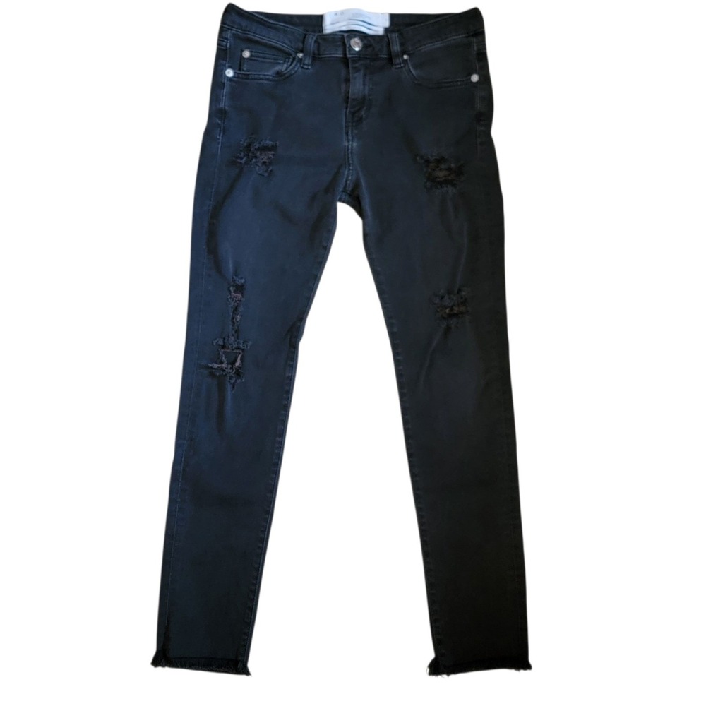 IRO Experience Jeans Womens 26 Black Distressed Skinny Low Rise Stretch Denim